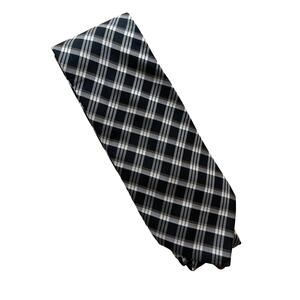 Vintage Black White Checked Chaps 90s Silk Necktie
